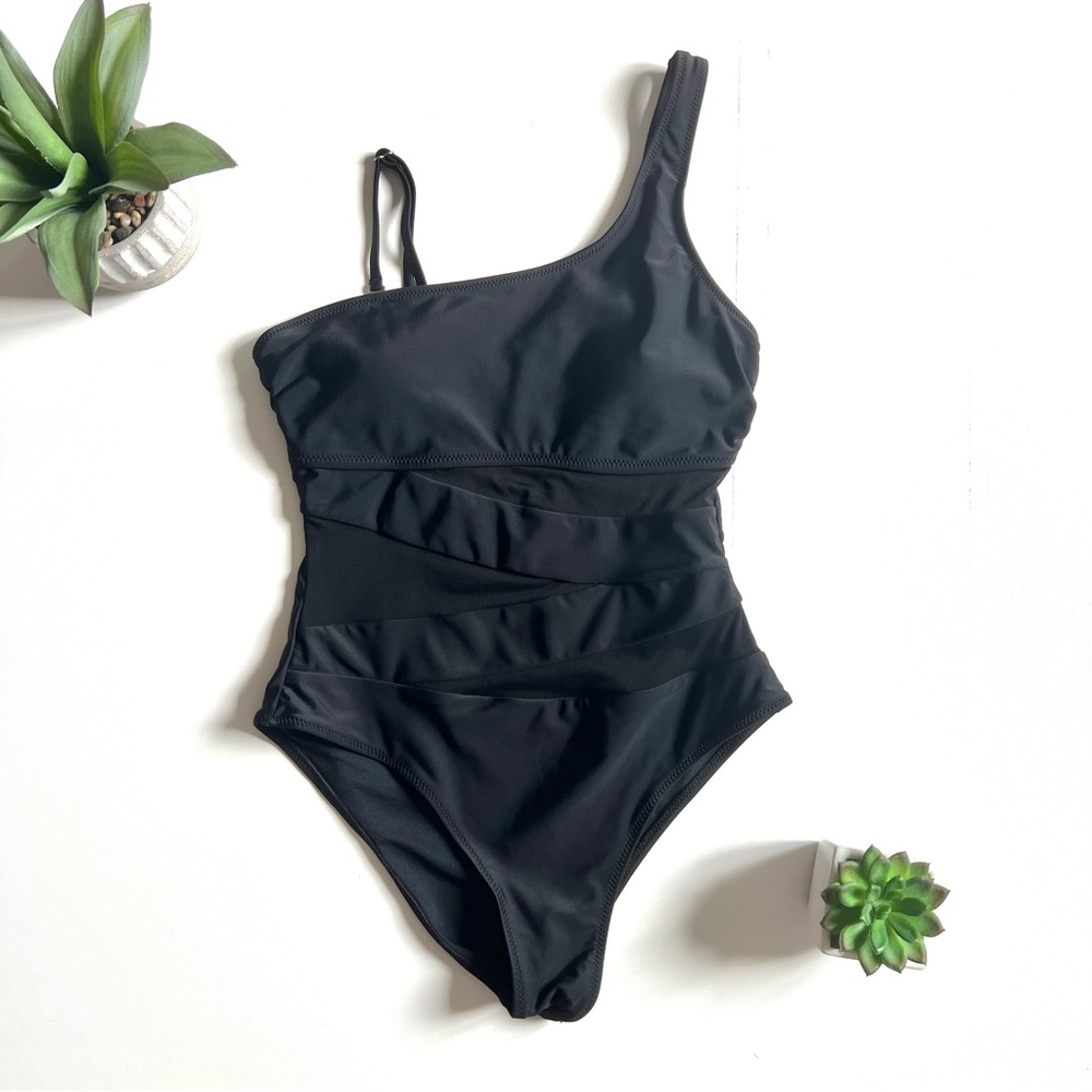 One Piece Mesh Black Bathingsuit